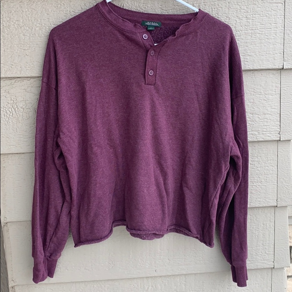 Wild Fable Cropped Three Button Top